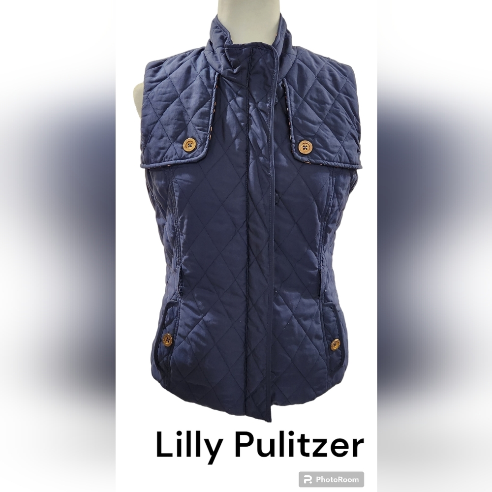 Lilly Pulitzer Reversible Vest. Navy. Size S